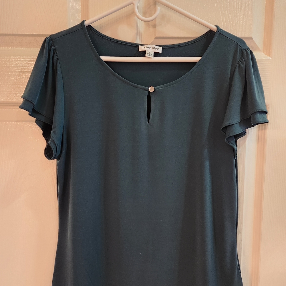Women's Deep Green Top with Keyhole Detail Calvin Klein